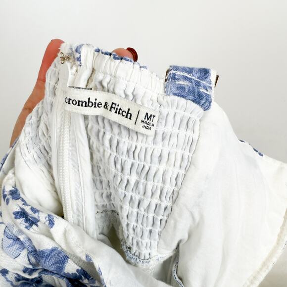 Abercrombie & Fitch Emerson Linen Floral Midi Dress Blue White - MT Tall - Picture 7 of 10